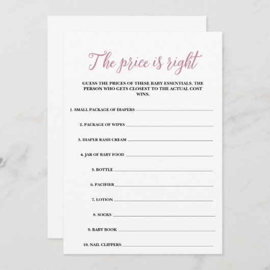 ベビー開花価格は正しいゲーム プログラム (正面/裏面)