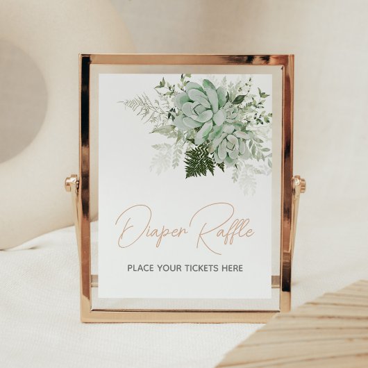 ベビー開花多肉乳児シャワーおむつラッフル ポスター