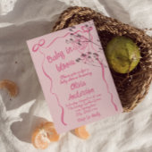 ベビー開花手描き花花束シャワー 招待状