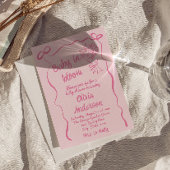 ベビー開花手描き花花束シャワー 招待状