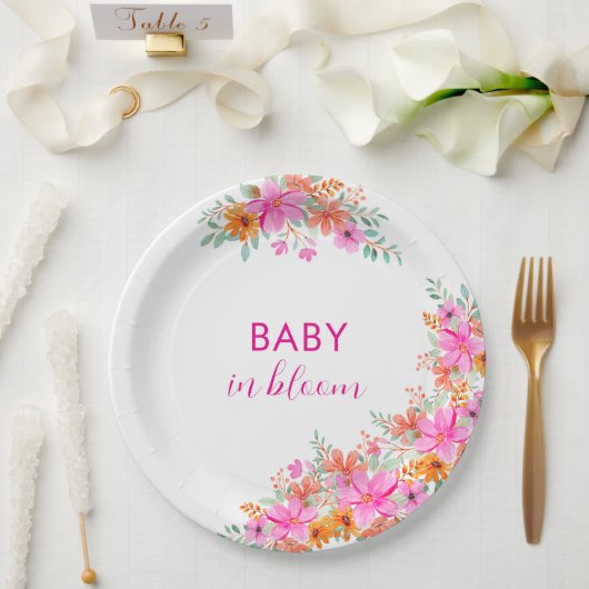 ベビー開花明るい夏のフローラシャワー ペーパープレート (ウェディング)