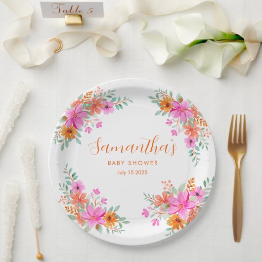 ベビー開花明るい夏のフローラシャワー ペーパープレート (ウェディング)
