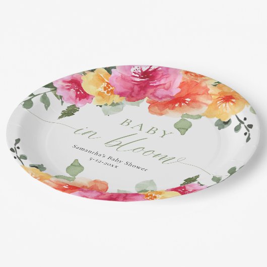 ベビー開花明るい春夏のフローラシャワー ペーパープレート (アングル)