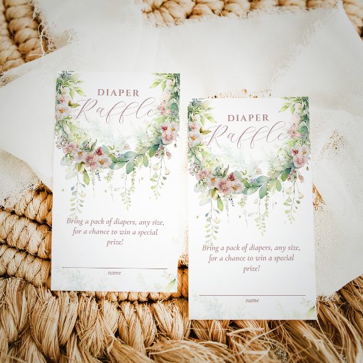 ベビー開花春ピンクフローラベビーシャワーオムツ エンクロージャーカード