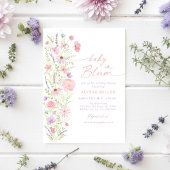 ベビー開花春ピンクワイルドフラワーベビーシャワー 招待状