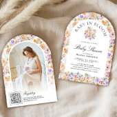 ベビー開花春フローラアーチ写真ベビーシャワー 招待状