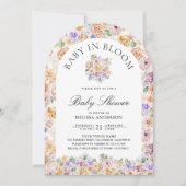 ベビー開花春フローラアーチ写真ベビーシャワー 招待状 (正面)