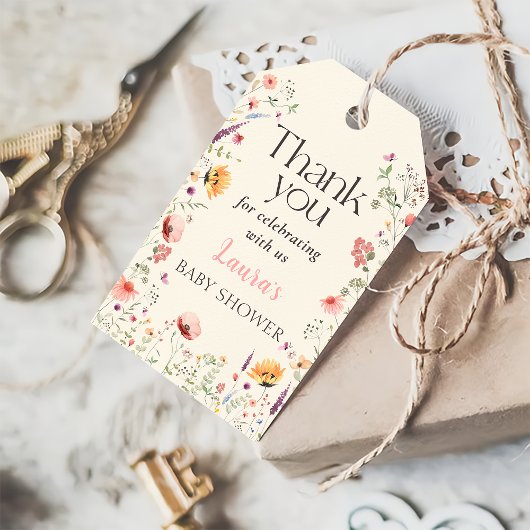ベビー開花春ワイルドフラワーベビーシャワー ギフトタグ