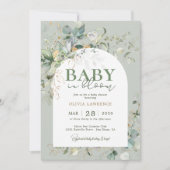ベビー開花植物ユーカリ招待状 セーブザデート (正面)