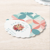 ベビー開花水彩フローラタイル赤ちゃんシャワー ペーパーコースター (アングル)