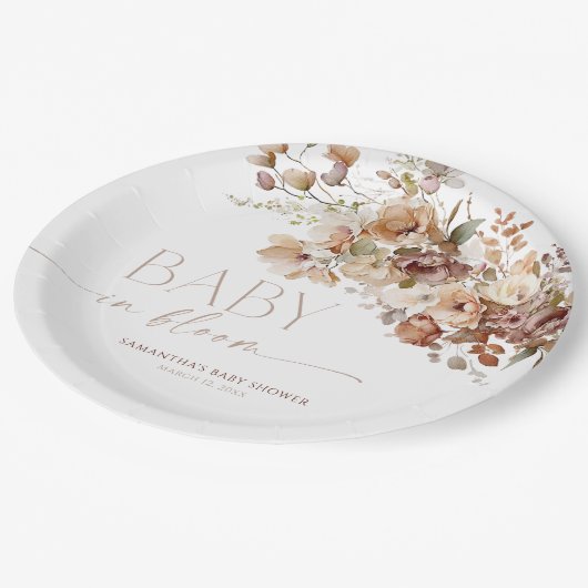 ベビー開花秋素朴なフローラ赤ちゃんシャワー ペーパープレート (アングル)