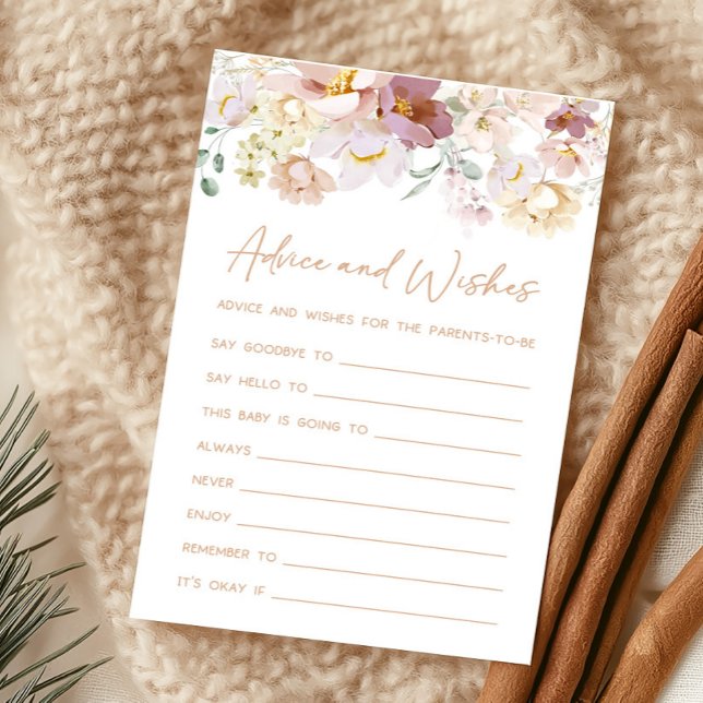 ベビー開花花模様アドバイスとウィッシュズゲーム (Spring Wildflower Baby Shower Advice and Wishes Game)