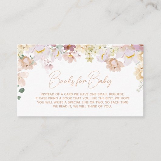 ベビー開花花模様ベビーシャワーブックベビー エンクロージャーカード (正面)