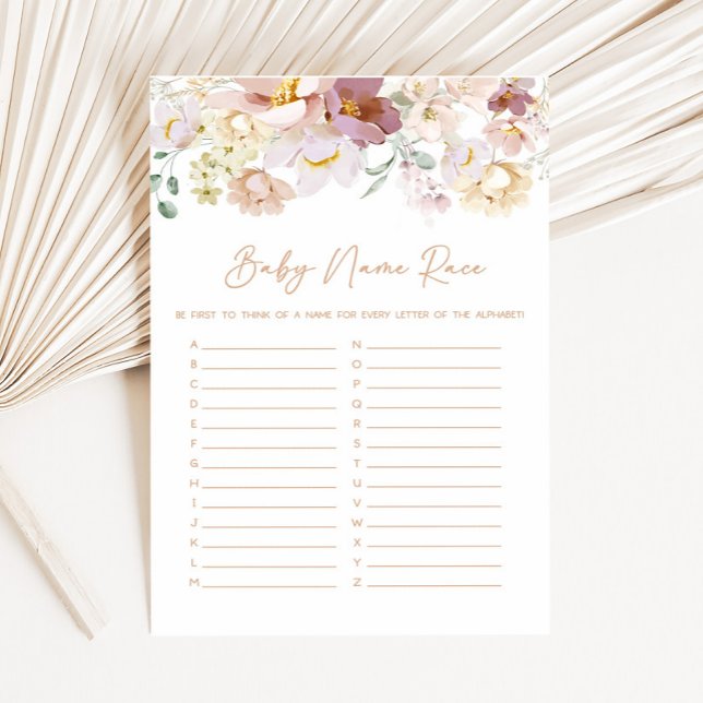 ベビー開花花模様ベビー名レースゲーム (Spring Wildflower Baby Shower Baby Name Race Game)