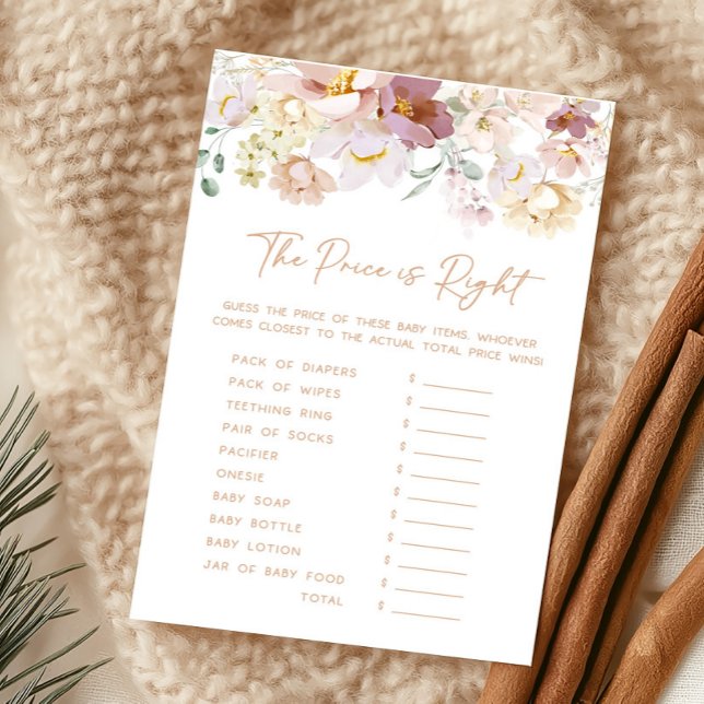 ベビー開花花模様価格は右ゲーム (Spring Wildflower Baby Shower The Price is Right Game)