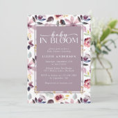 ベビー開花薄紫フローラベビーシャワー 招待状 (スタンド正面)