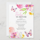 ベビー開花蝶フローラ水色シャワー 招待状 (正面)