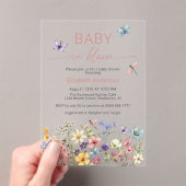 ベビー開花蝶ワイルドフラワーベビーシャワー アクリル招待状 (インサイチュ (ポータブル))