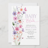 ベビー開花蝶ワイルドフラワーベビーシャワー 招待状 (正面)