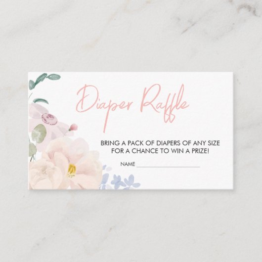 ベビー開花赤面ピンクフローラおむつラッフル エンクロージャーカード (正面)