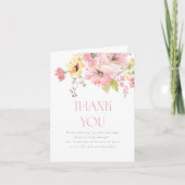 ベビー開花赤面ピンクフローラガールベビーシャワー サンキューカード (正面)