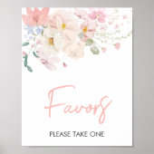 ベビー開花赤面ピンクフローラベビーシャワーの好意 ポスター (正面)