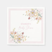 ベビー開花赤面ピンクフローラベビーシャワーナプキン スタンダードカクテルナプキン (正面)