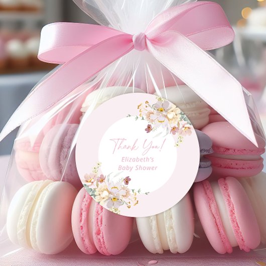 ベビー開花赤面ピンクフローラベビーシャワー ラウンドシール