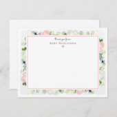 ベビー開花赤面ピンクローズベビーガール文房具 サンキューカード (正面/裏面)