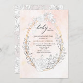 ベビー開花赤面フローラ赤ちゃんシャワー招待 (正面/裏面)