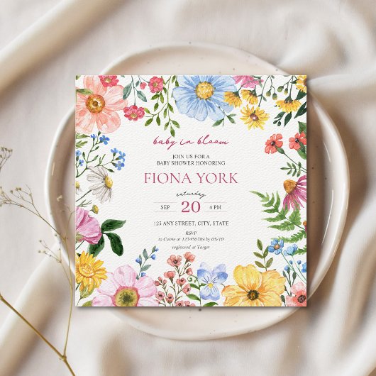 ベビー開花 |かわいいワイルドフラワーベイビーシャワー 招待状