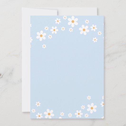 ベビー開花!デイジー淡い色のブルーベビーシャワー 招待状 (裏面)