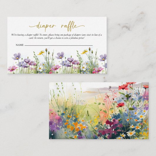 ベビー開花 |フローラベビーシャワーおむつラッフル エンクロージャーカード (正面/裏面)