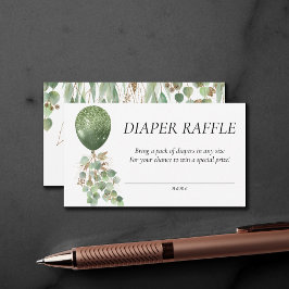 ベビー開花 |ユーカリプタスバルーンおむつラッフル エンクロージャーカード
