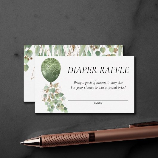 ベビー開花 |ユーカリプタスバルーンおむつラッフル エンクロージャーカード