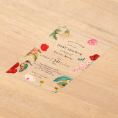 ベビー開花 | 春ワイルドフラワーベビーシャワー アクリル招待状 (レイダウン)