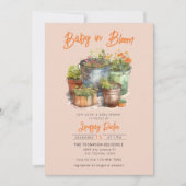 ベビー開花 |水彩赤ちゃんシャワー招待状 招待状 (正面)