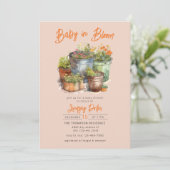 ベビー開花 |水彩赤ちゃんシャワー招待状 招待状 (スタンド正面)