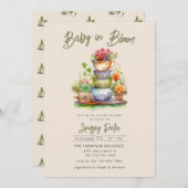ベビー開花 |水彩赤ちゃんシャワー招待状 招待状 (正面/裏面)