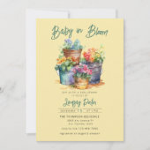 ベビー開花 |水彩赤ちゃんシャワー招待状 招待状 (正面)