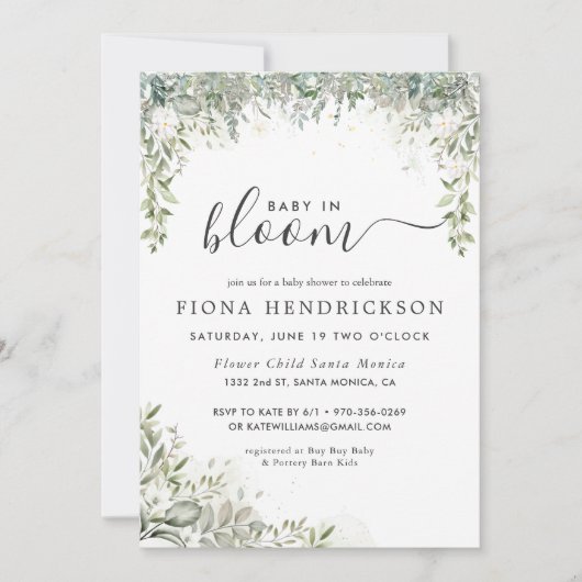 ベビー開花 |白いフローラの緑の赤ちゃんシャワー (正面)