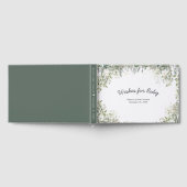 ベビー開花 |白いフローラの緑の赤ちゃんシャワー ゲストブック (全面)