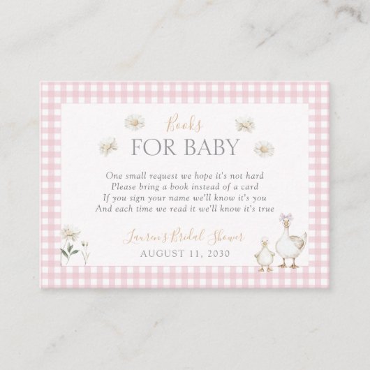 ベビー間抜けグースピお洒落ックシャワー用の本 エンクロージャーカード (正面)