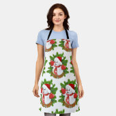 ベビー雪だるまと結晶の雪片オーナメント エプロン (着用した状態)