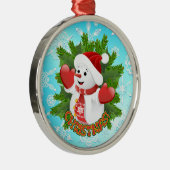 ベビー雪だるまと結晶の雪片オーナメント メタルオーナメント (右)