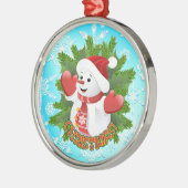 ベビー雪だるまと結晶の雪片オーナメント メタルオーナメント (左)