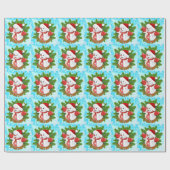 ベビー雪だるまと結晶の雪片オーナメント ラッピングペーパー (フラット)