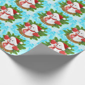 ベビー雪だるまと結晶の雪片オーナメント ラッピングペーパー (角)