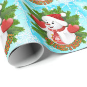 ベビー雪だるまと結晶の雪片オーナメント ラッピングペーパー (ロールコーナー)