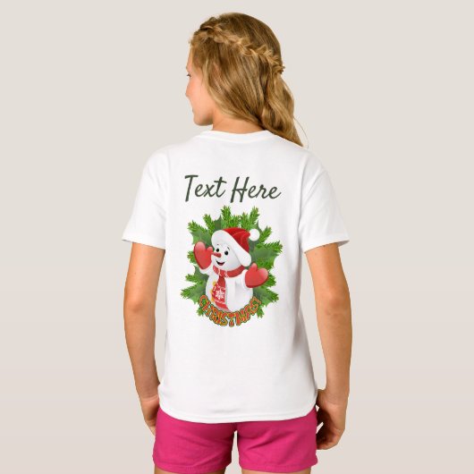 ベビー雪だるまと結晶の雪片オーナメント Tシャツ (裏面フル)